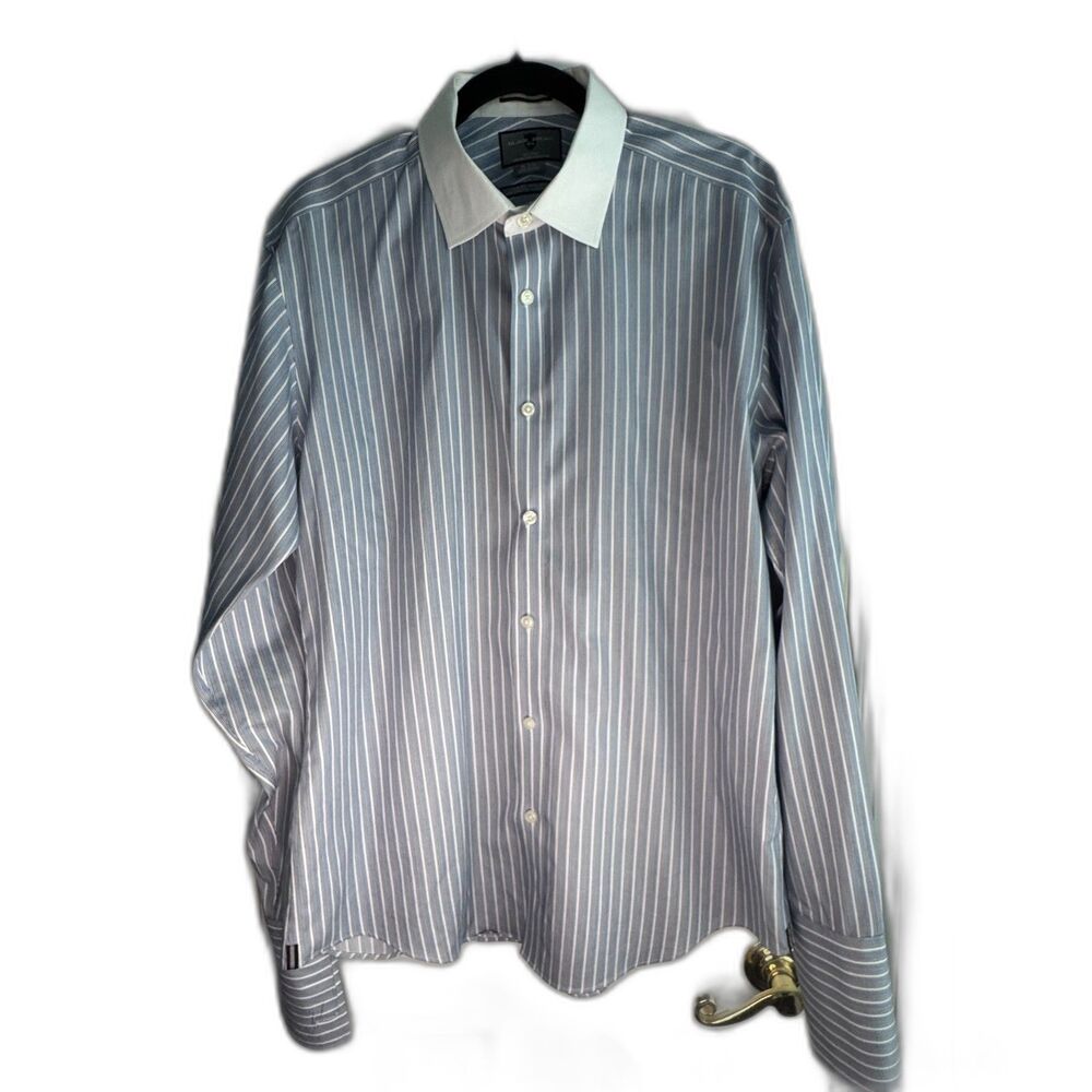 Black Brown 1826 Men's Slim Fit Striped French Cuff Dress Shirt – 16½ / 36
